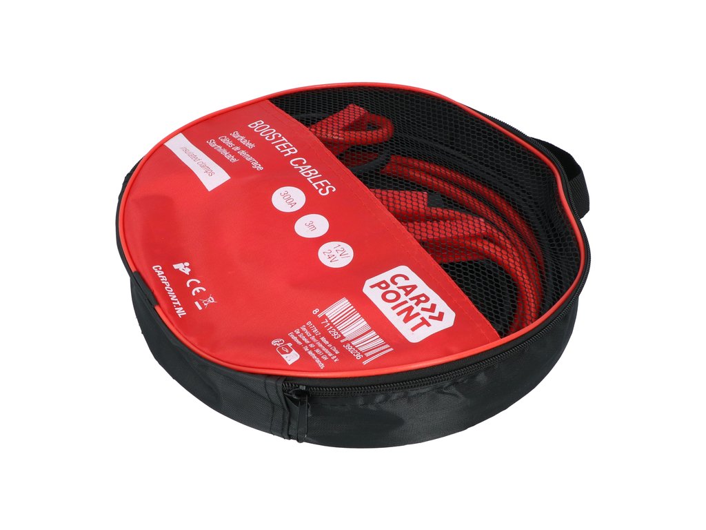 CABLES DE DEMARRAGE 300A 3M 12/24V (PINCES ISOLEES & POIGNEES) CARPOINT