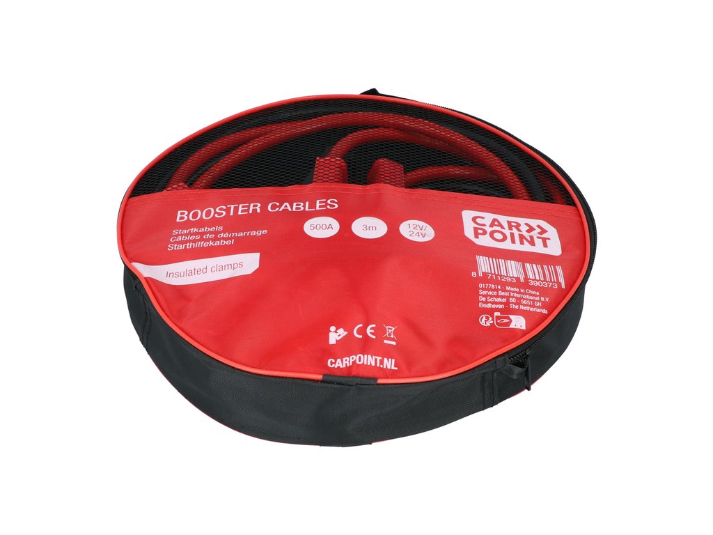 CABLES DE DEMARRAGE 500A 3M 12/24V (PINCES ISOLEES & POIGNEES) CARPOINT