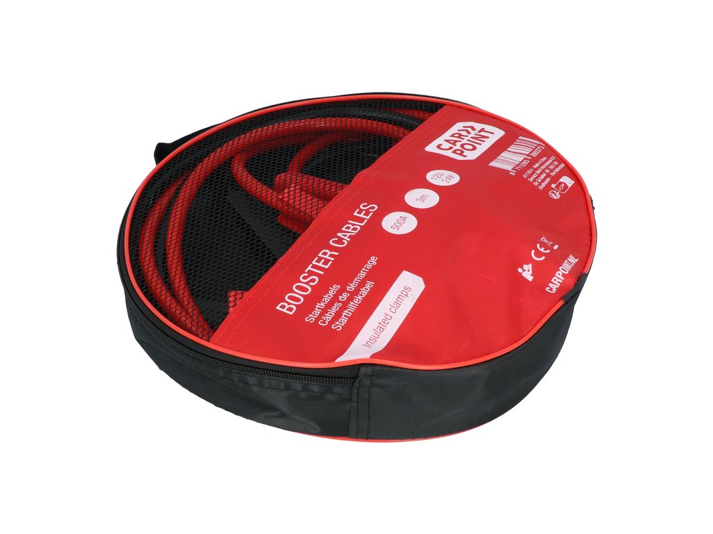 CABLES DE DEMARRAGE 500A 3M 12/24V (PINCES ISOLEES & POIGNEES) CARPOINT