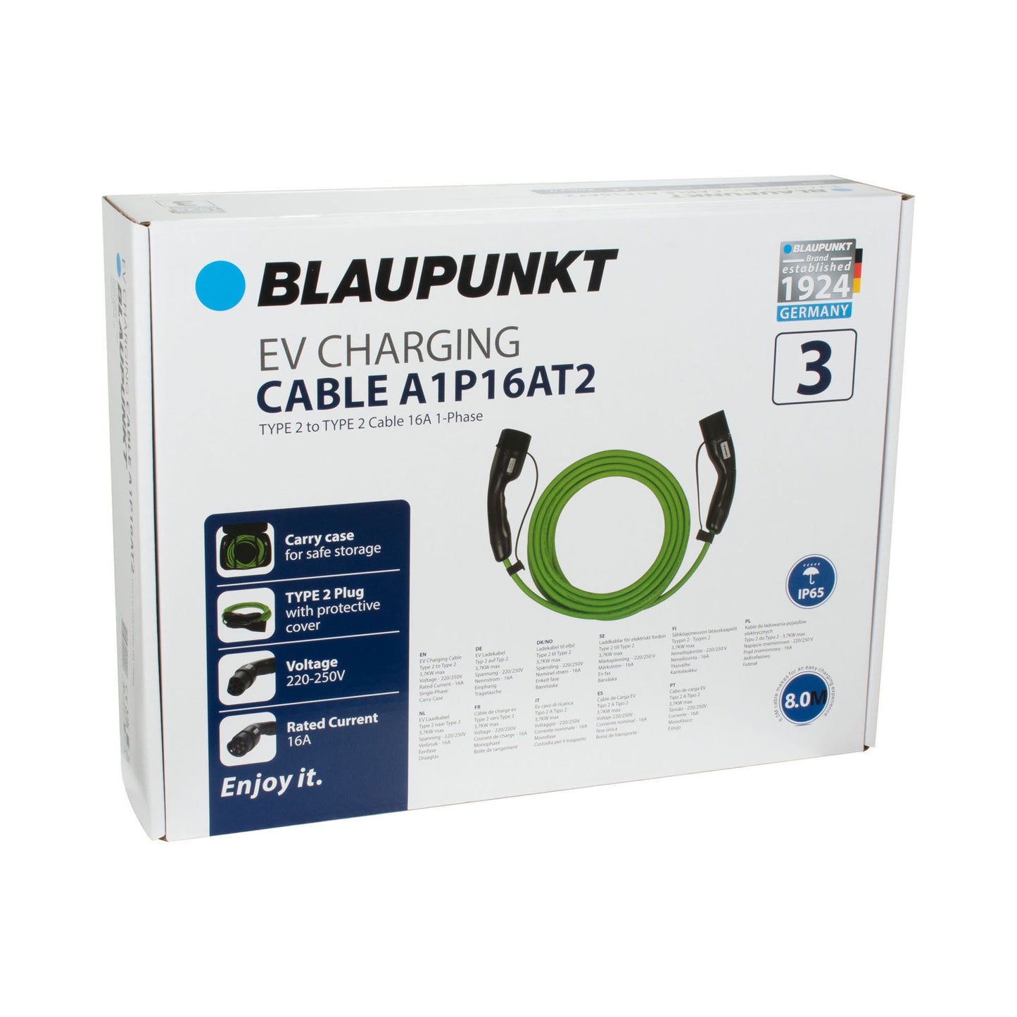 CABLE CHARGE VEHICULE ELECTRIQUE 16A MONOPHASE T2 >T2 A1P16AT2 N°3 BLAUPUNKT