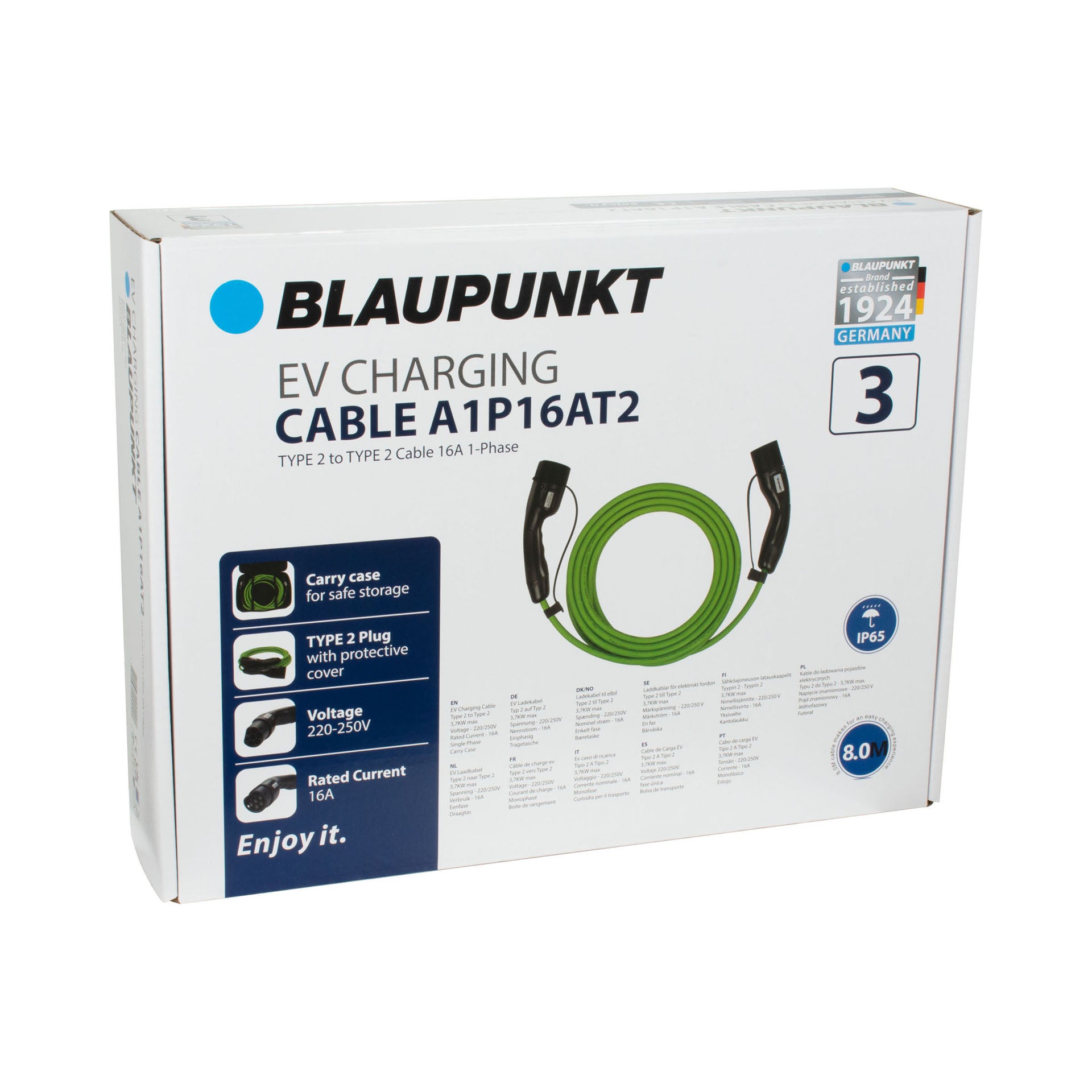 CABLE CHARGE VEHICULE ELECTRIQUE 16A MONOPHASE T2 >T2 A1P16AT2 N°3 BLAUPUNKT