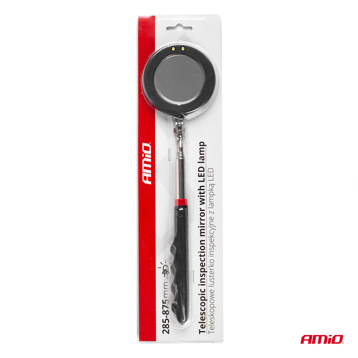 MIROIR (DIAM 50MM) D'INSPECTION TELESCOPIQUE (280 A 870MM) AVEC LAMPE LED AMIO