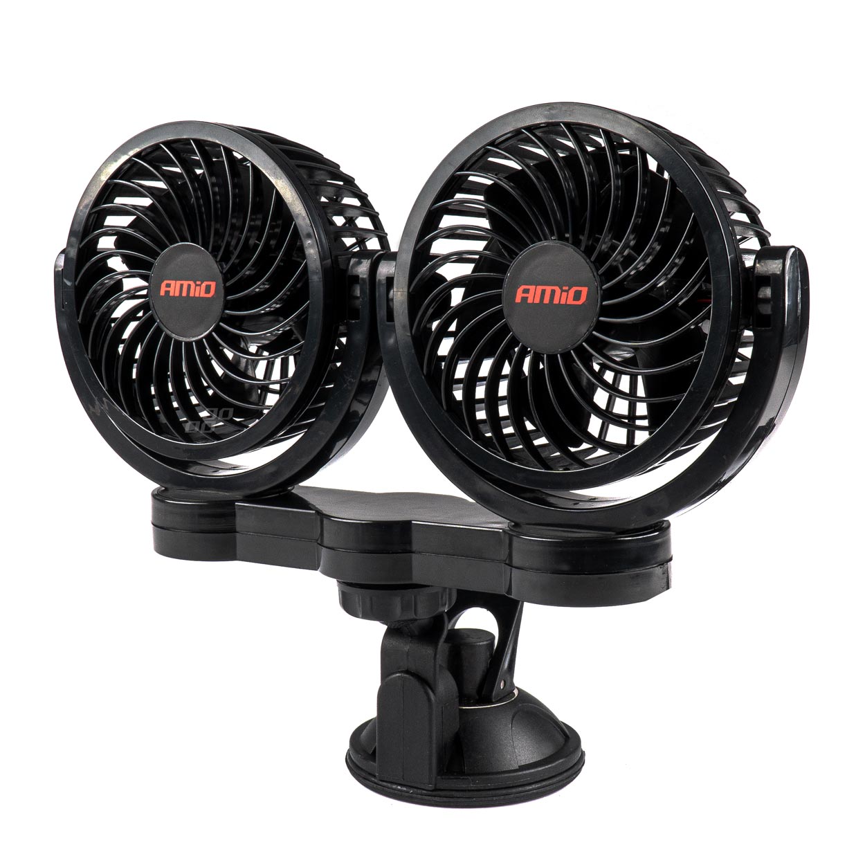 DOUBLE VENTILATEUR 12V DIAMETRE 10CM CHACUN ORIENTABLE SUR VENTOUSE AMIO