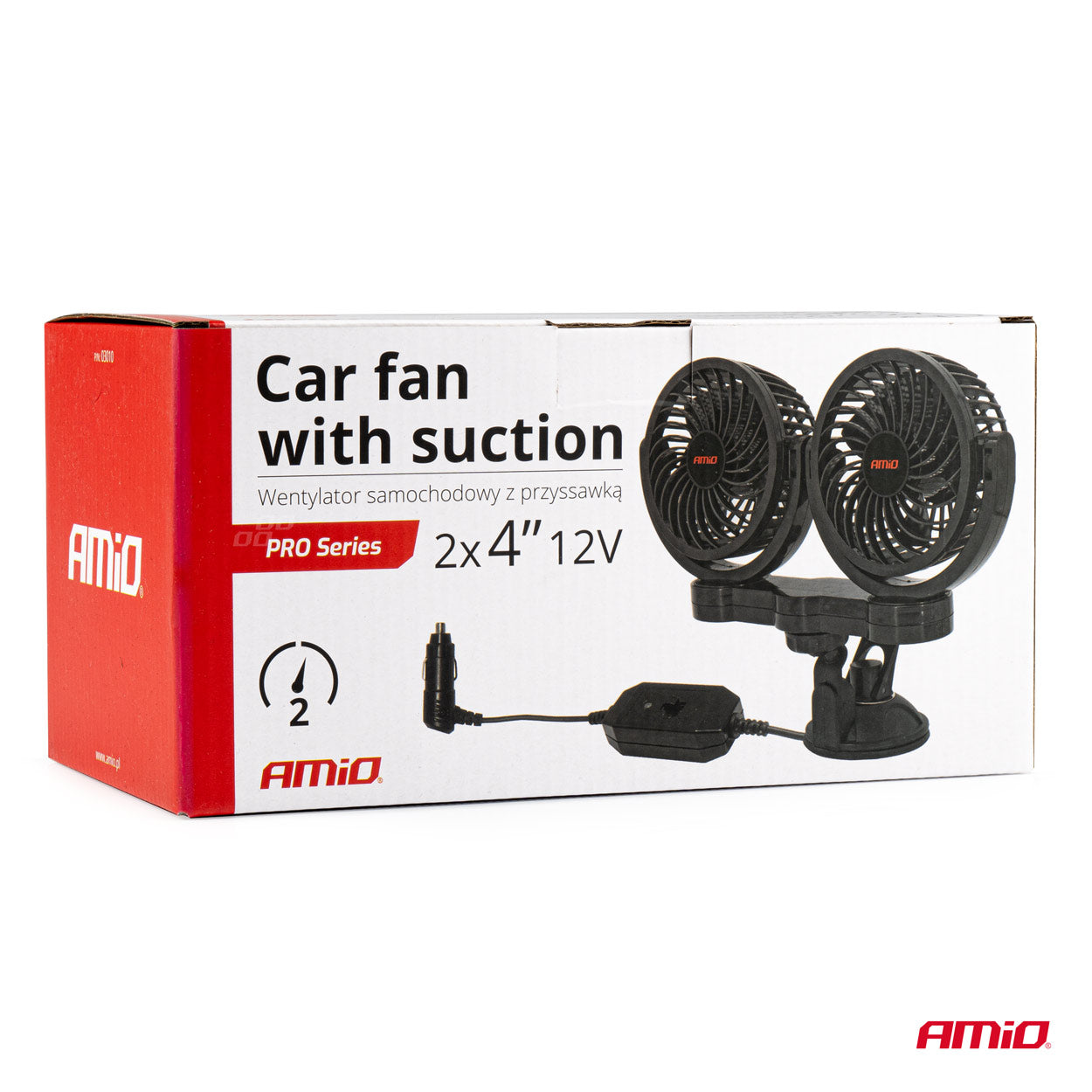 DOUBLE VENTILATEUR 12V DIAMETRE 10CM CHACUN ORIENTABLE SUR VENTOUSE AMIO