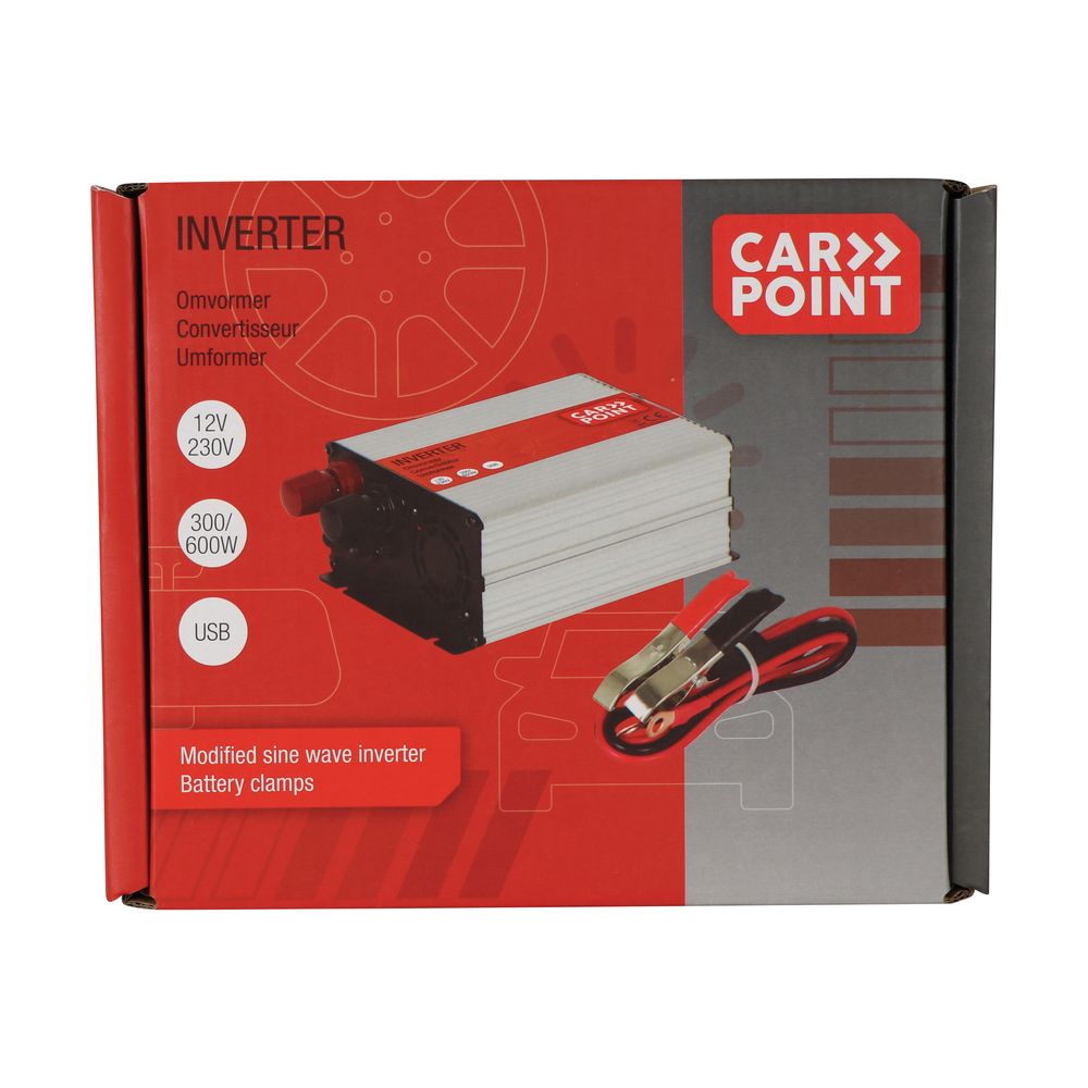 CONVERTISSEUR 12/230V 300W AVEC PINCES CROCO