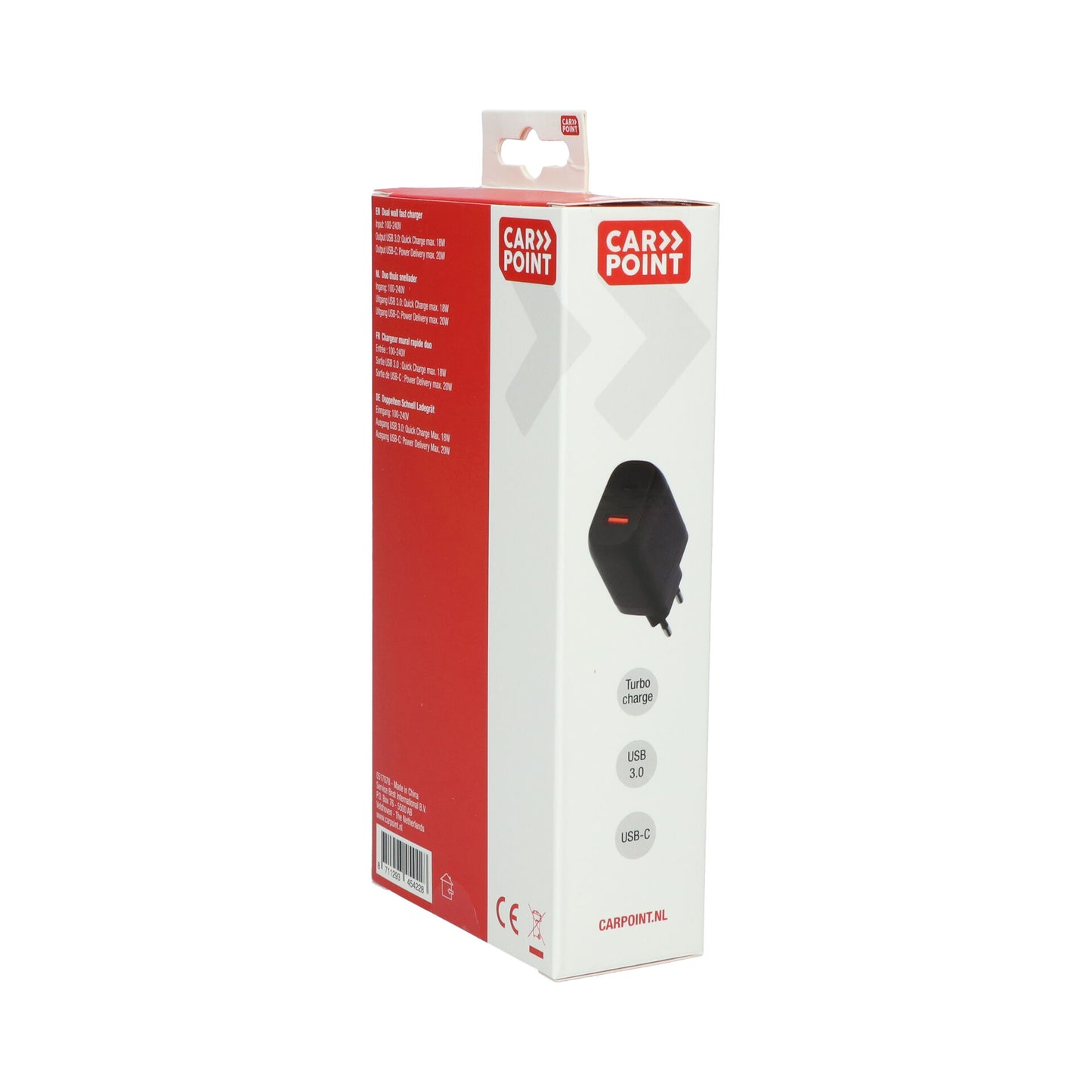 CHARGEUR MURAL RAPIDE DUO 20W USB-C + 18W USB 3.0 CARPOINT