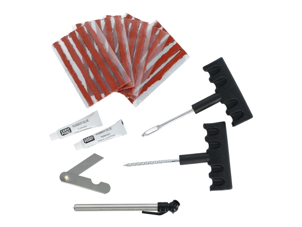 KIT PROFESSIONNEL DE REPARATION DE PNEUS A MECHE AVEC OUTILS (31 PCS)