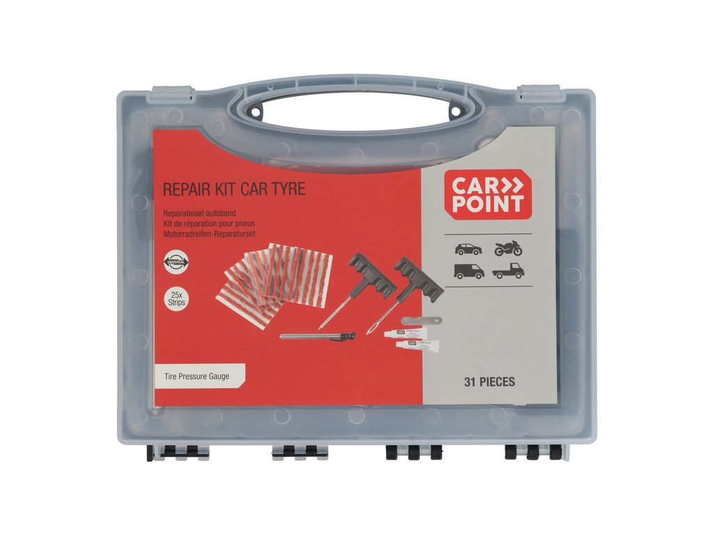 KIT PROFESSIONNEL DE REPARATION DE PNEUS A MECHE AVEC OUTILS (31 PCS)