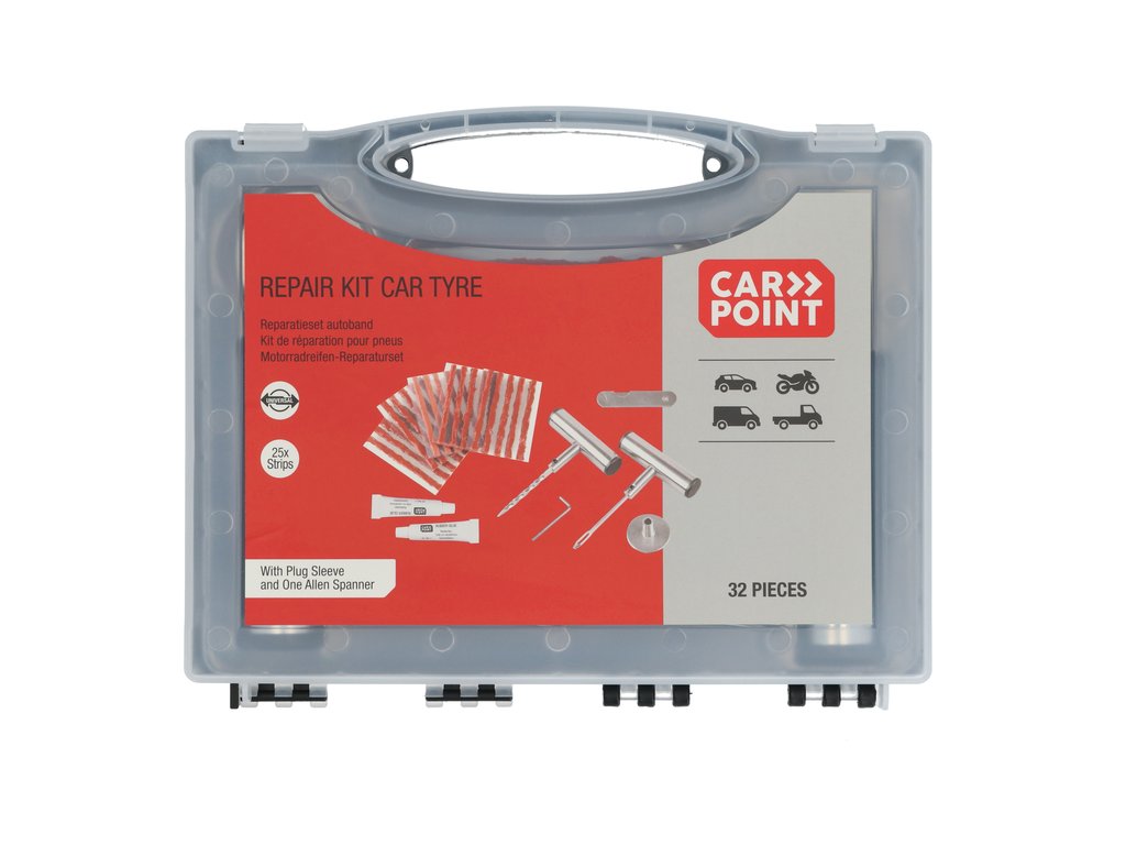 KIT PROFESSIONNEL DE REPARATION DE PNEUS A MECHE AVEC OUTILS (32 PCS)