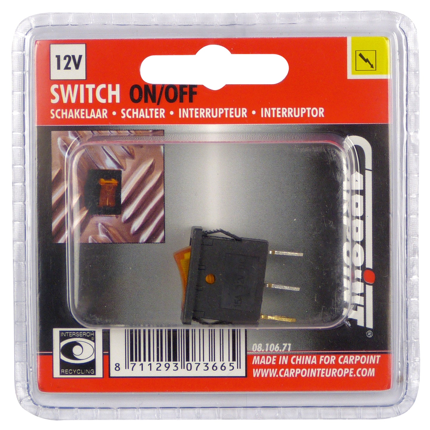 INTERRUPTEUR LED ORANGE 15A 12V