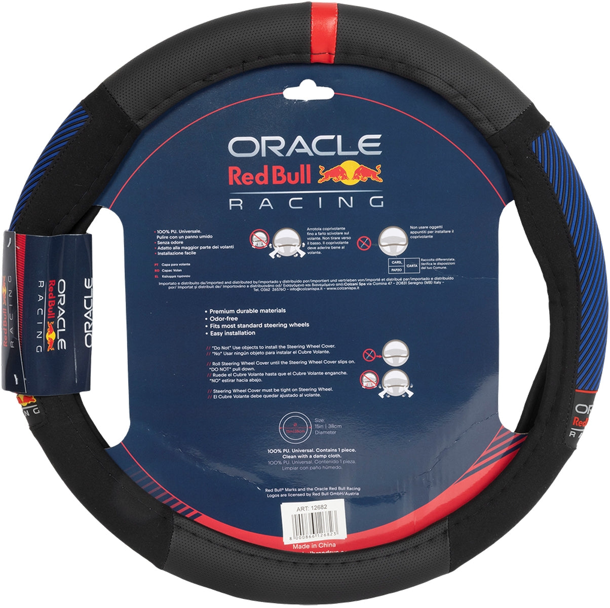 COUVRE VOLANT NOIR AVEC BANDES BLEUES ORACLE RED BULL RACING