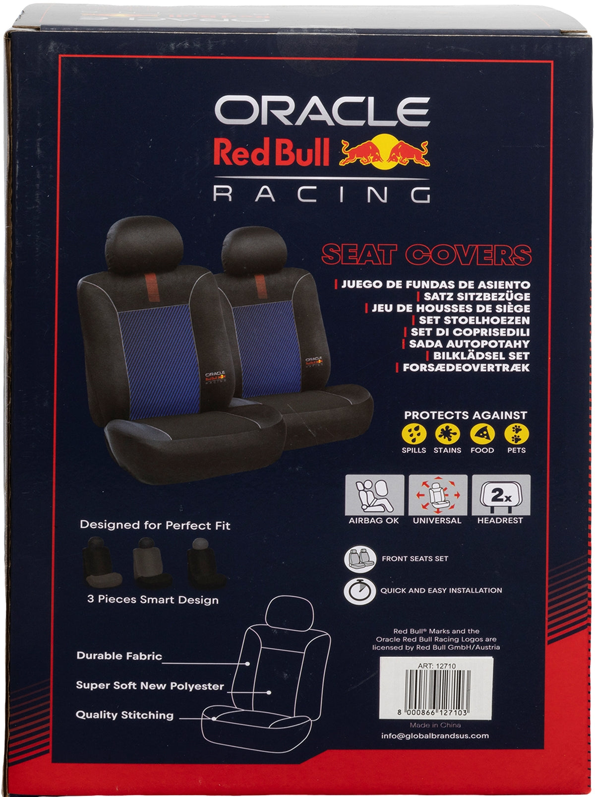 JEU DE 2 HOUSSES AV NOIR/ BLEU ORACLE RED BULL RACING