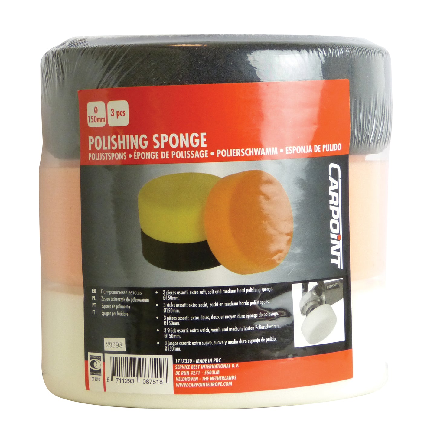 EPONGE DE POLISSAGE Ø150MM 3PCS EXTRA DOUX + DOUX + MOYEN/DUR