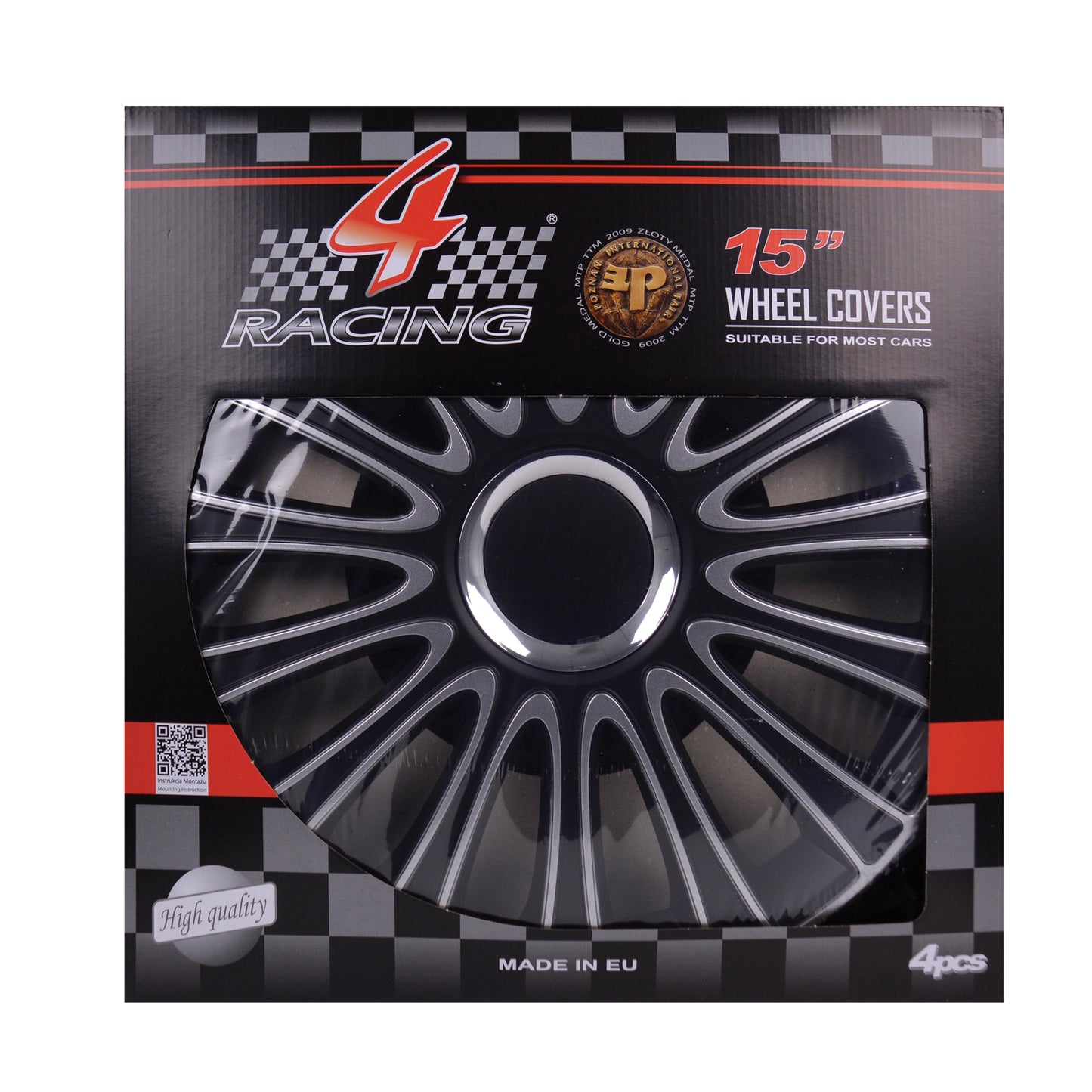 JEU D ENJOLIVEURS DE ROUES LEMANS PRO SILVER BLACK 15INCH