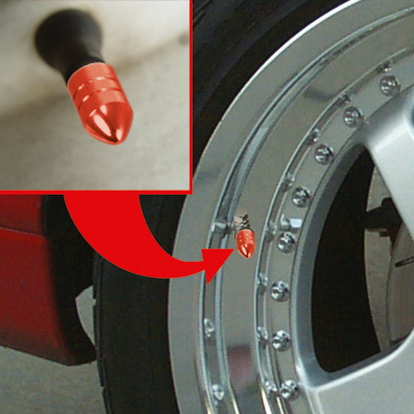 JEU DE 5 CAPUCHONS DE VALVES BALLE UNIVERSEL ROUGE z