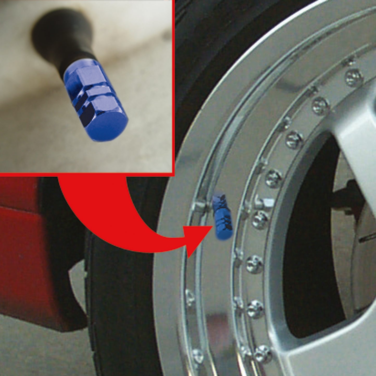 JEU DE 5 CAPUCHONS DE VALVES PISTON UNIVERSEL BLEU