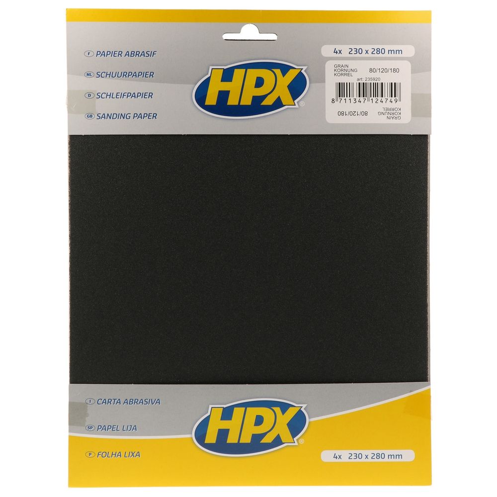 PAPIER ABRASIF P80 X 1/P120 X 2/P180 X 1 HPX