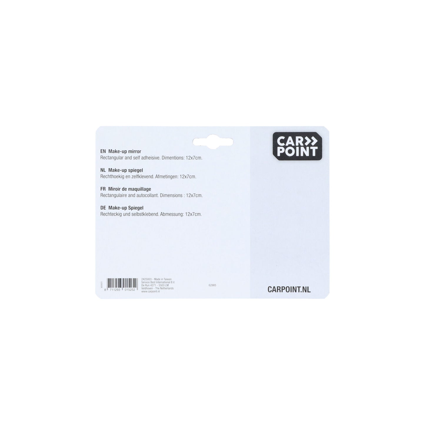 MIROIR DE COURTOISIE ADHESIF RECTANGULAIRE 12X7CM
