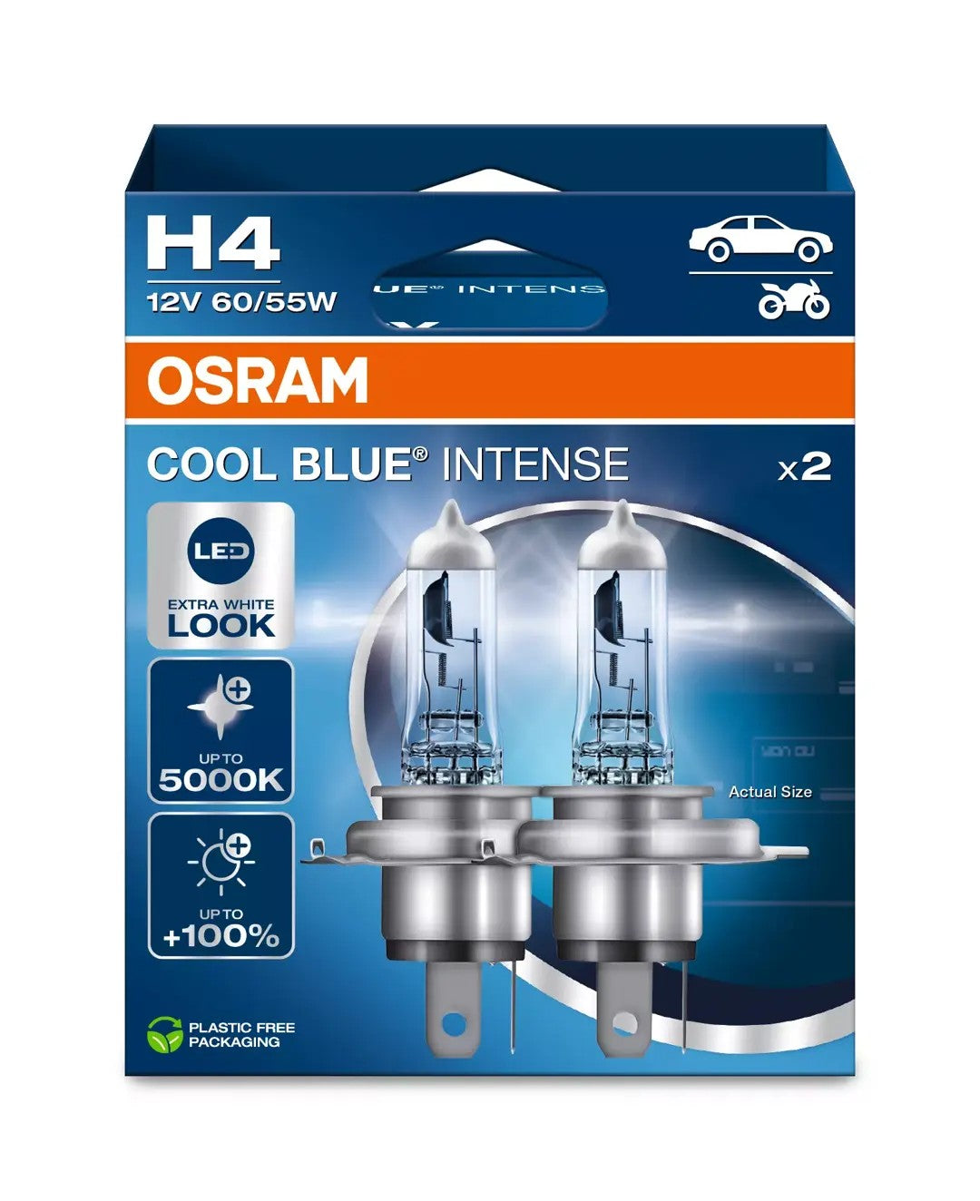 2 AMPOULES COOL BLUE INTENSE H4 12V ECO PACKAGING