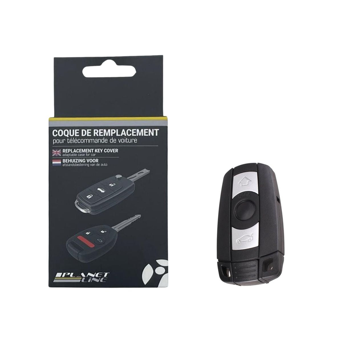 COQUE CLE ADAPTABLE POUR BMW 3 BOUTONS LAME SECOURS FRAISEE KEYSKAR
