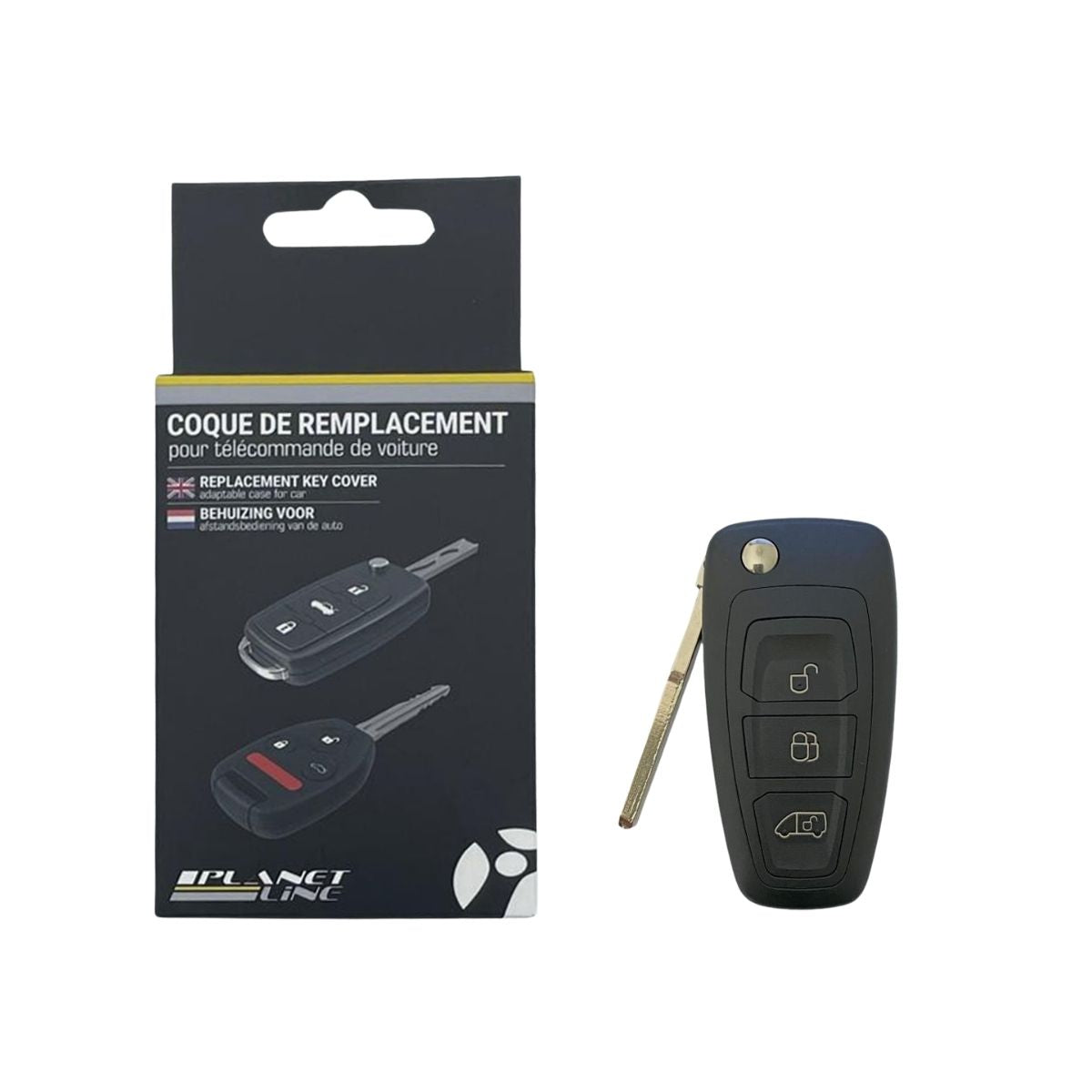 COQUE CLE ADAPTABLE POUR FORD 3 BOUTONS LAME RETRACTABLE FRAISEE KEYSKAR