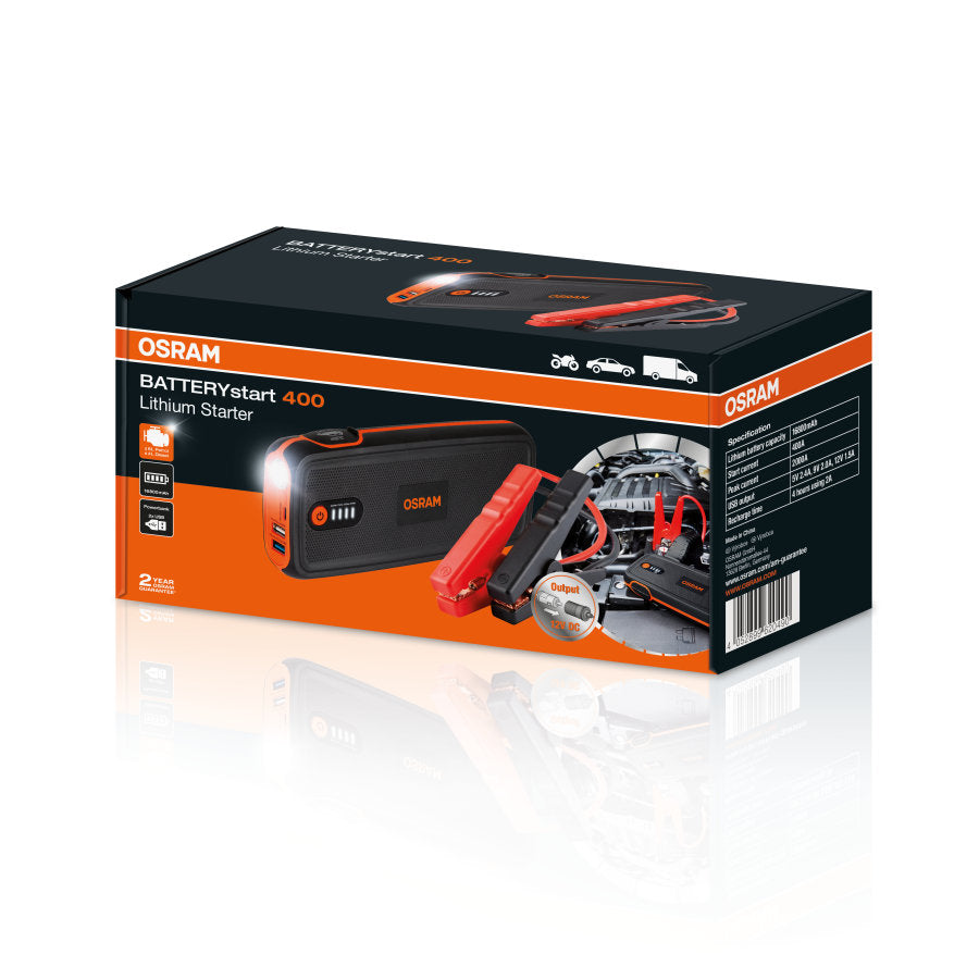 BOOSTER DEMARREUR 12V RECHARG LITHIUM 400 - 16800MAH USBX2 LED OSRAM