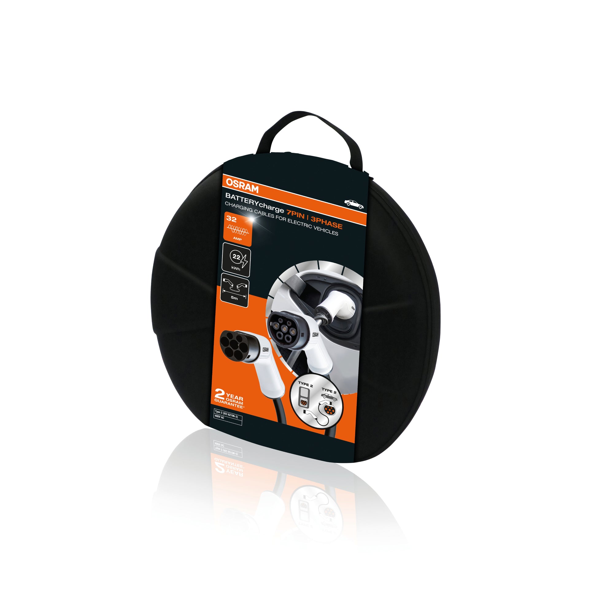 CABLE DE CHARGE VEHICULE ELECTRIQUE 7 BROCHES 32A, TYPE2  > TYPE 2 3,3kW 5M 3 PHASE