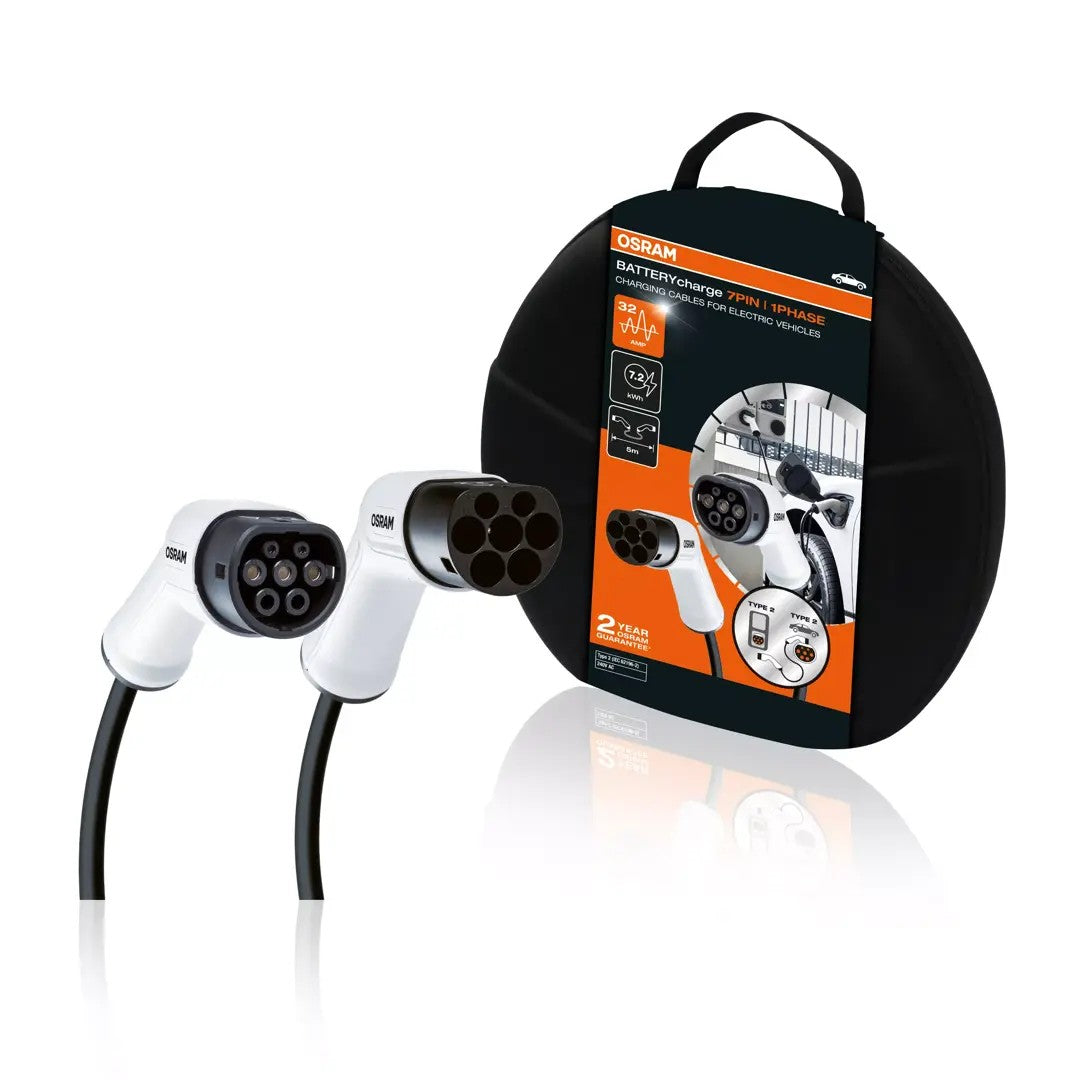 CABLE DE CHARGE VEHICULE ELECTRIQUE 7 BROCHES 32A, TYPE2  > TYPE 2, 7,2kW 5M 1 PHASE