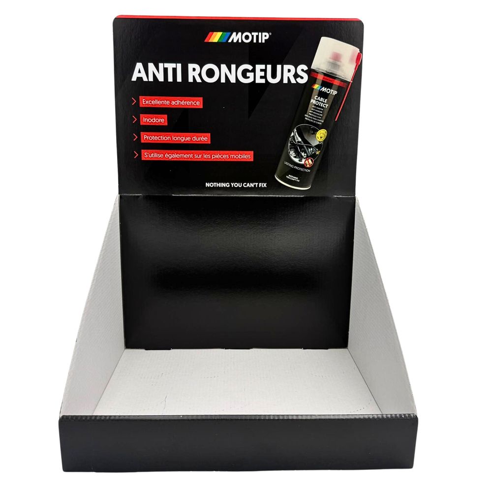 PRESENTOIR DE COMPTOIR 12 AEROSOLS ANTI-RONGEUR 500ML MOTIP