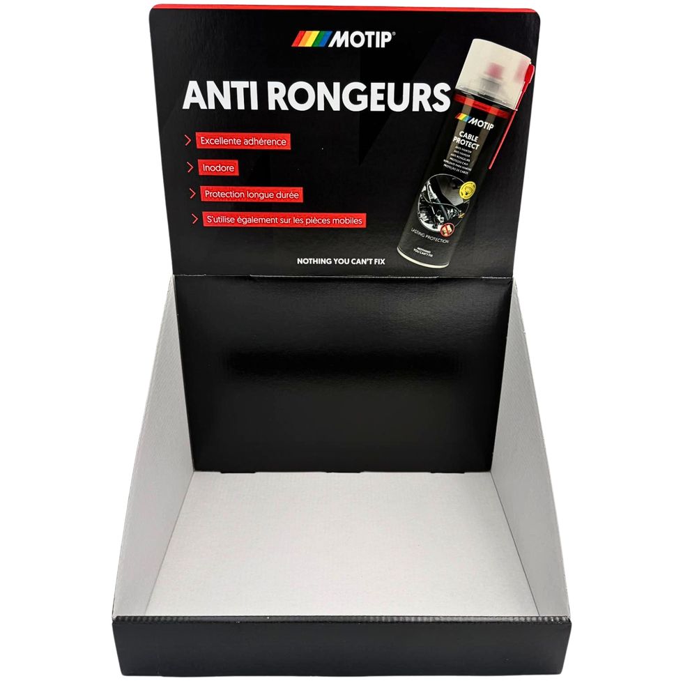 PRESENTOIR DE COMPTOIR 12 AEROSOLS ANTI-RONGEUR 500ML MOTIP