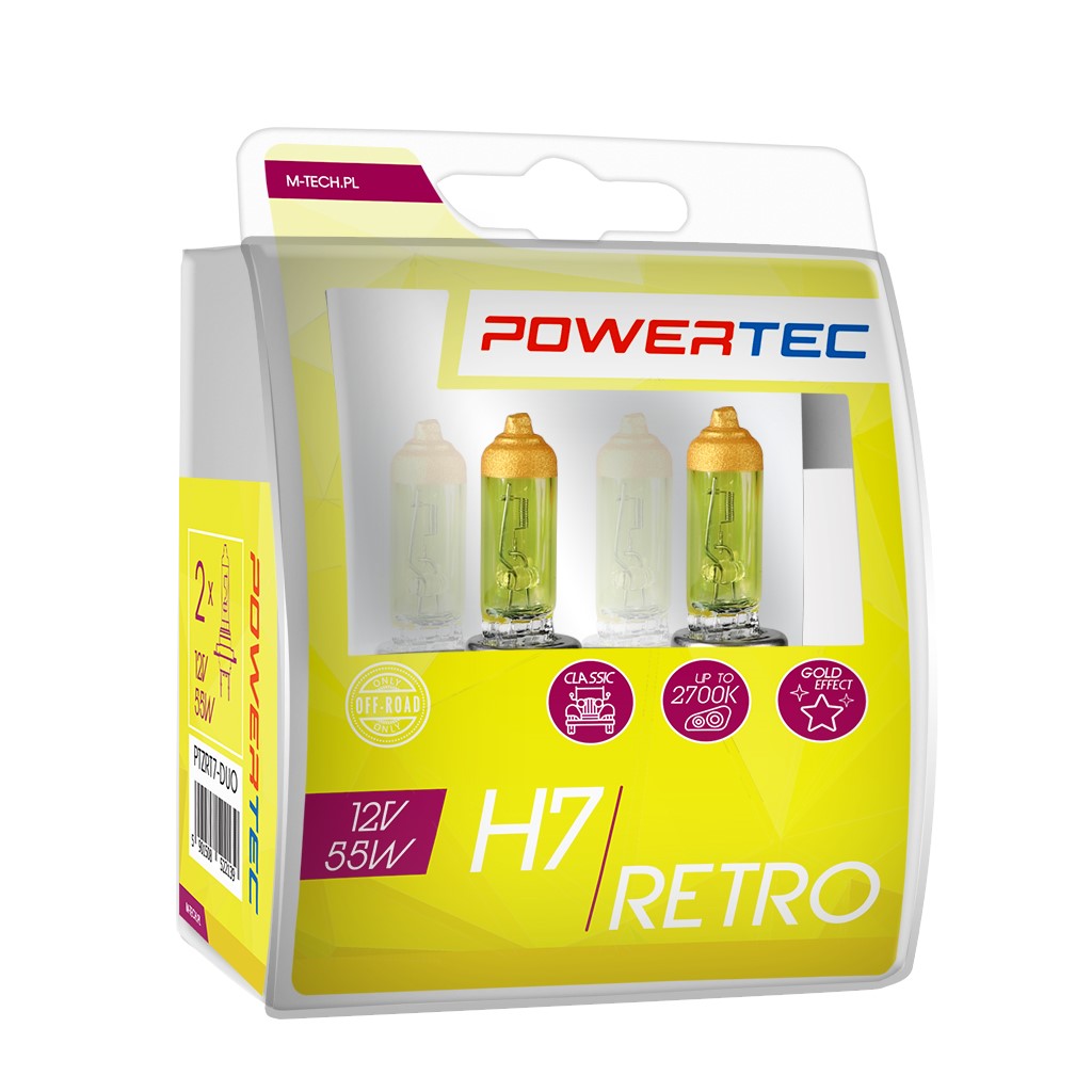 AMPOULES HALOGENES H7 PX26D 12V 55W JAUNE (BLISTER) X2 MTECH