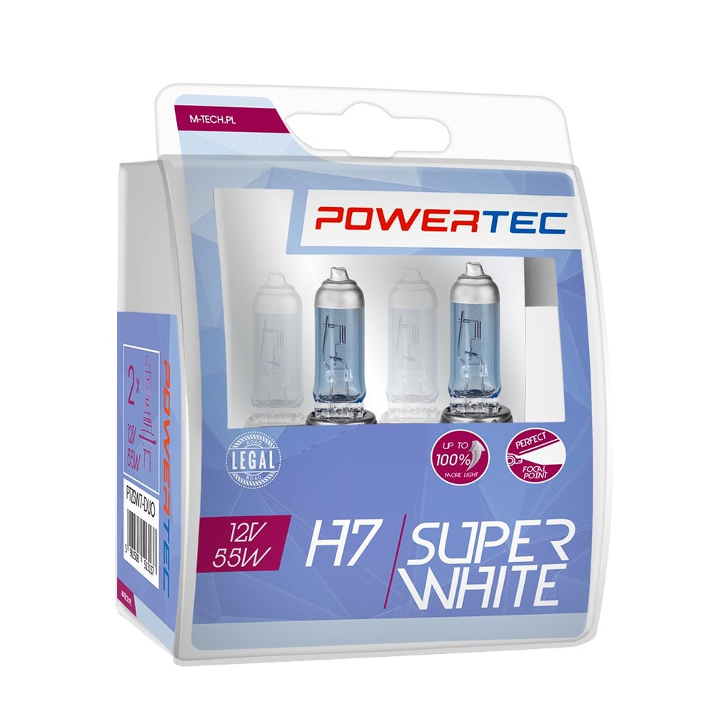 AMPOULES HALOGENES H7 PX26D 12V 55W SUPERWHITE (BLISTER) X2 MTECH