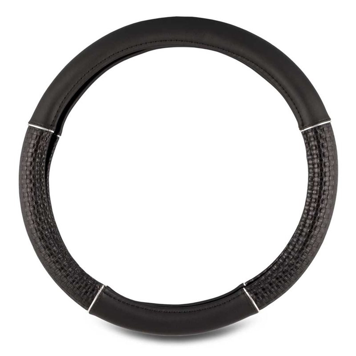 COUVRE VOLANT NOIR INSERT CHROME z