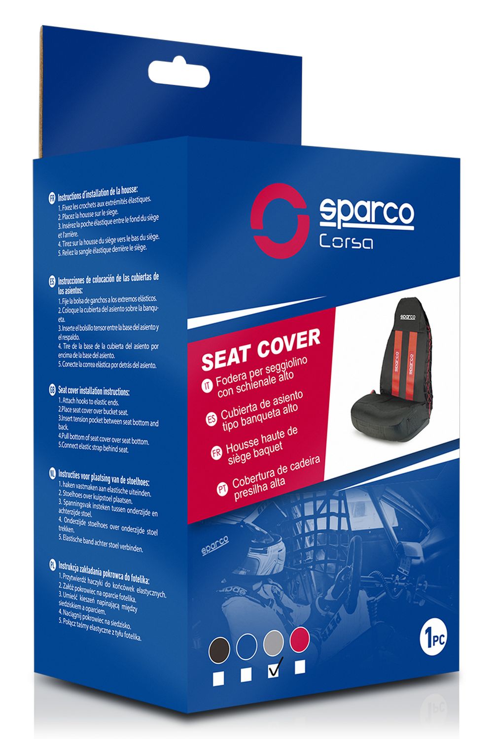 1 COUVRE SIEGE SPARCO NOIR/GRIS