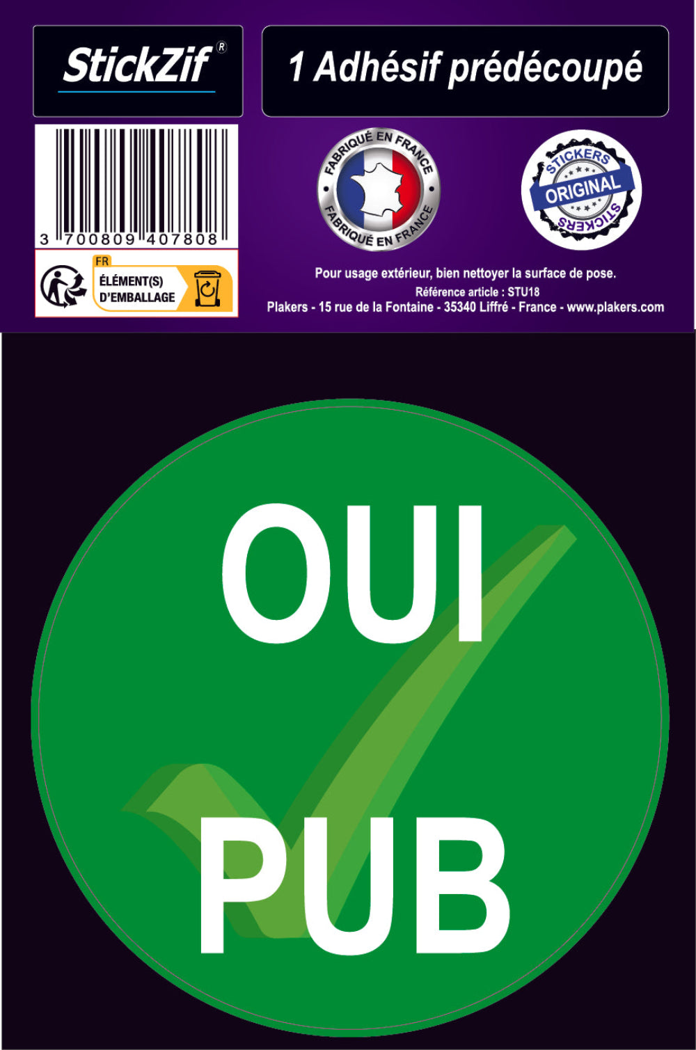 ADHESIF "OUI PUB" 8X12CM
