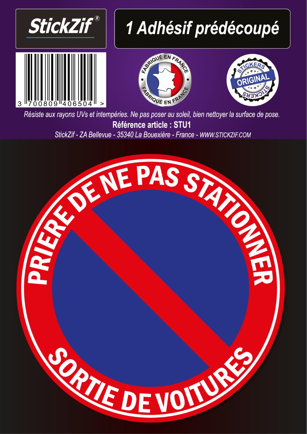 ADHESIF PRE DECOUPE PRIERE DE NE PAS STATIONNER X1 Ø 19,2 CM