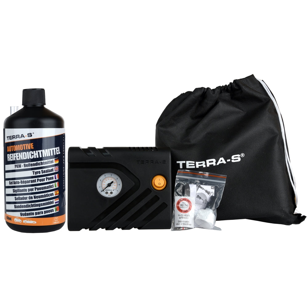 MOBIL KIT ANTI-CREVAISON COMPRESSEUR + BOUTEILLE SOUPLE 450ML TERRA S