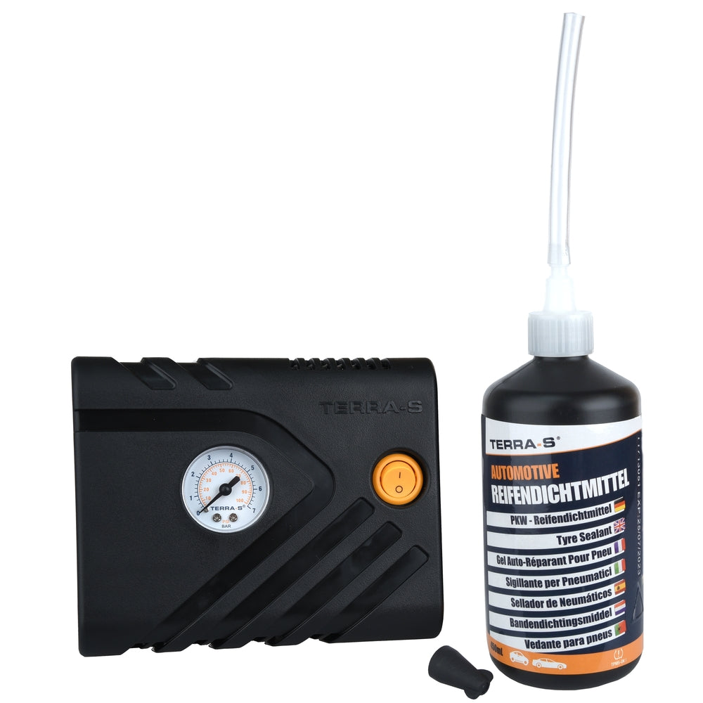 MOBIL KIT ANTI-CREVAISON COMPRESSEUR + BOUTEILLE SOUPLE 450ML TERRA S