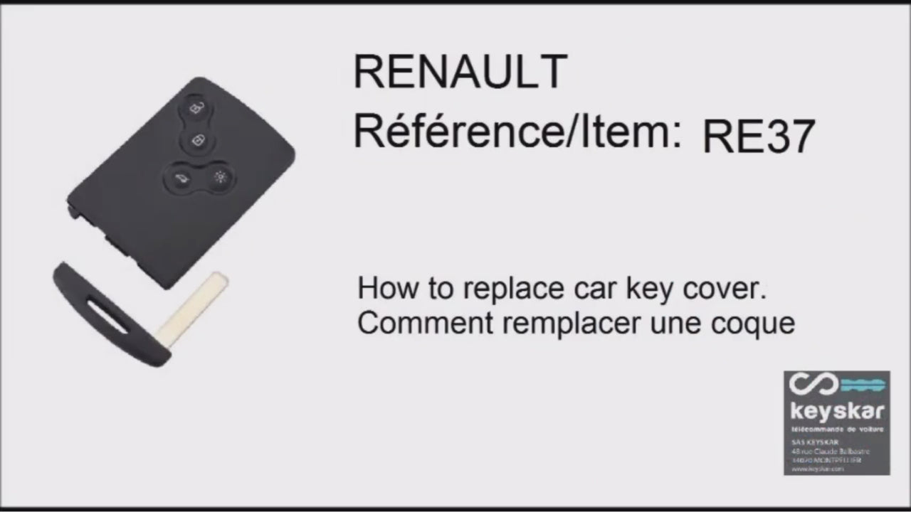 COQUE CARTE ADAPTABLE POUR RENAULT 4 BOUTONS AVEC LAME KEYSKAR