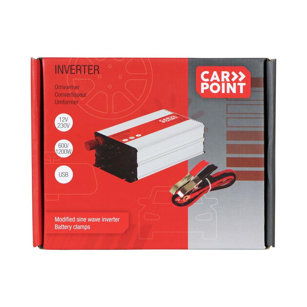CONVERTISSEUR 12/230V 600W AVEC PINCES CROCO