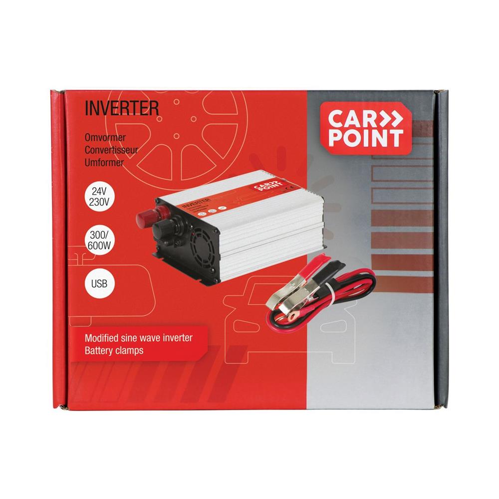 CONVERTISSEUR 24/230V 300W AVEC PINCES CROCO