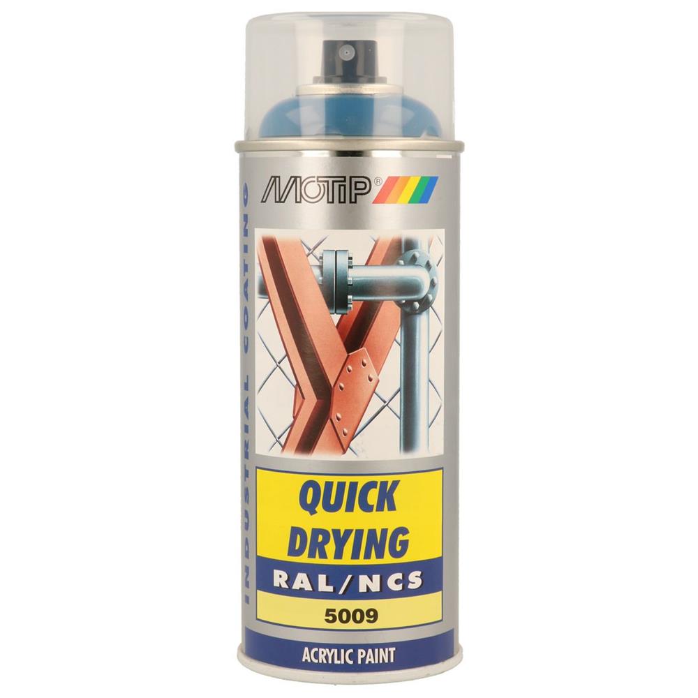 PEINTURE RAL ACRYL RAL5009 BRILLANT AEROSOL 400ML MOTIP