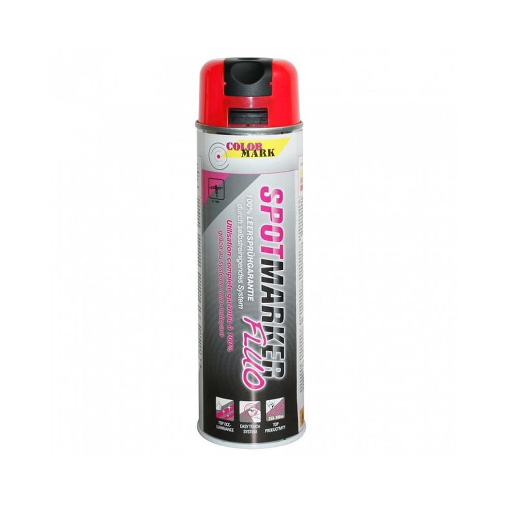 TRACEUR DE CHANTIER ROUGE FLUO SPOTMARKER AEROSOL 500ML COLORMARK