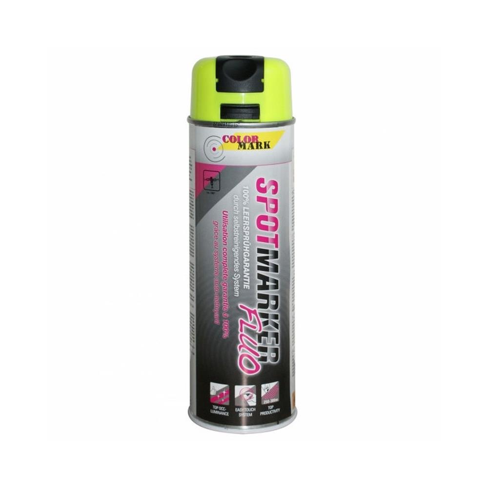 TRACEUR DE CHANTIER JAUNE FLUO SPOTMARKER AEROSOL 500ML COLORMARK