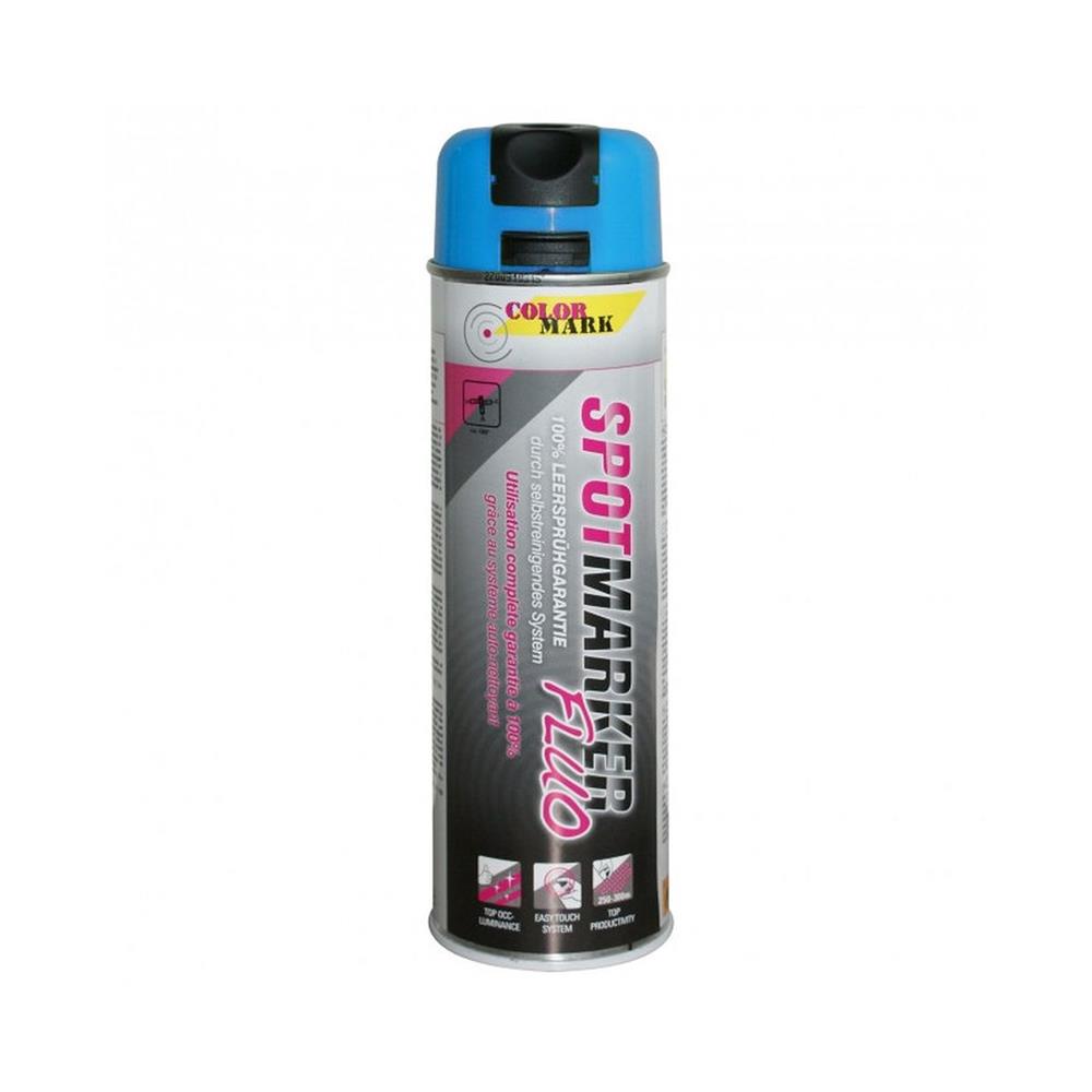 TRACEUR DE CHANTIER BLEU FLUO SPOTMARKER AEROSOL 500ML COLORMARK