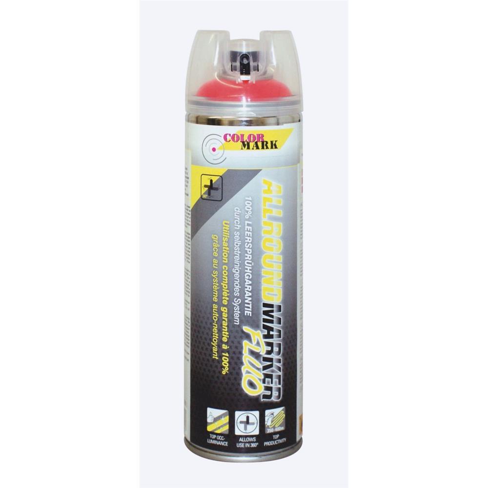 TRACEUR DE CHANTIER ROUGE FLUO ALLROUND AEROSOL 500ML COLORMARK