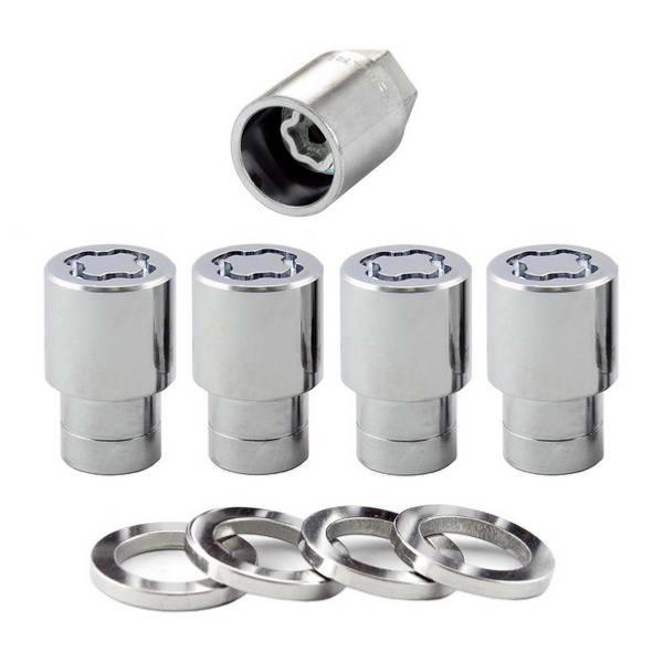 4 ECROUS ANTIVOL SU MCGARD 9/16X18/ PLAT/ LONG. 25.4/61.5MM/ Ø22MM