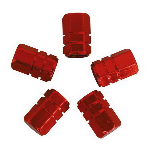 JEU DE 5 CAPUCHONS DE VALVES PISTON UNIVERSEL ROUGE
