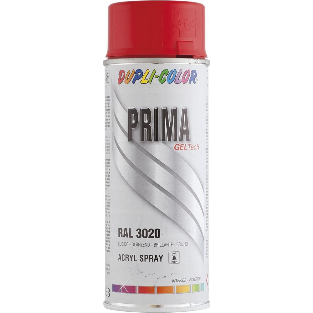 PEINTURE PRIMA RAL 3020 ROUGE TRAFIC BRILLANT 400ML DUPLI COLOR
