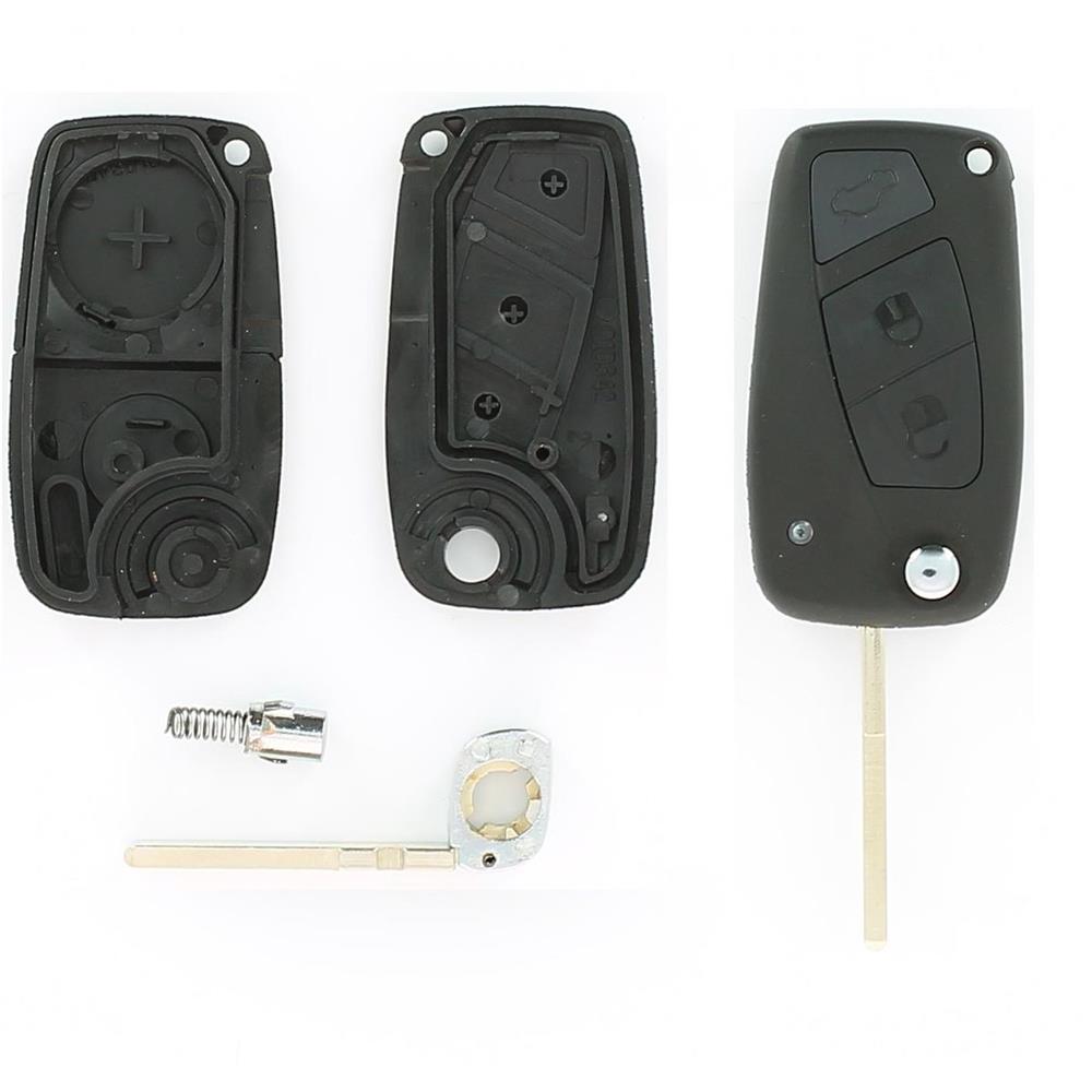 COQUE CLE ADAPTABLE POUR FIAT 3 BOUTONS LAME FRAISEE PILE DANS COQUE KEYSKAR